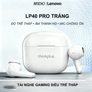 Lenovo LP40 Pro Trắng – Tai Nghe Bluetooth Không Dây Gaming HD, Mic Chống Ồn, Âm Thanh Nổi