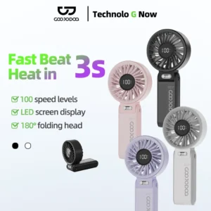 Quạt Mini Gập 180 Độ GOOJODOQ 100 Cấp Độ Gió Màn Hình LED