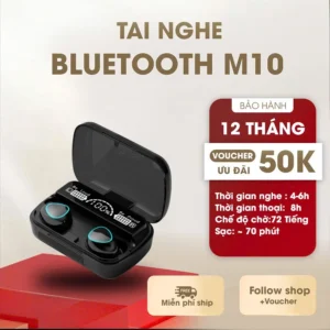 Tai Nghe Bluetooth Không Dây M10 Phiên Bản Pro Nâng Cấp Pin Trâu 3000mah, Nút Cảm Ứng, Màn Hình Led Gaming, Chống Nước