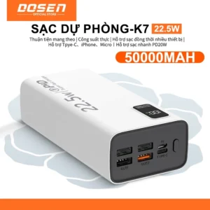 Pin sạc dự phòng Dosen PD 22.5W Màn hình LED thông minh