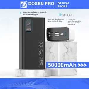 Pin sạc dự phòng Dosen Pro PD 22.5W màn hình LED tích hợp cáp sạc