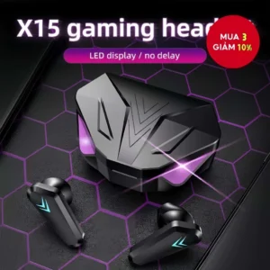 Tai nghe không dây X15 Bluetooth 5.4 âm thanh rõ nét độ trễ thấp 65ms, tai nghe gaming in-ear thoải mái màu đen